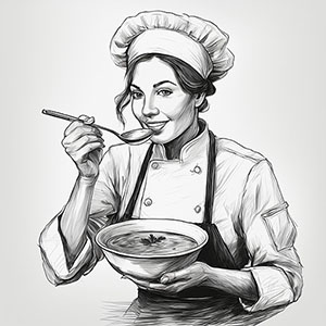 Chef tasting soup